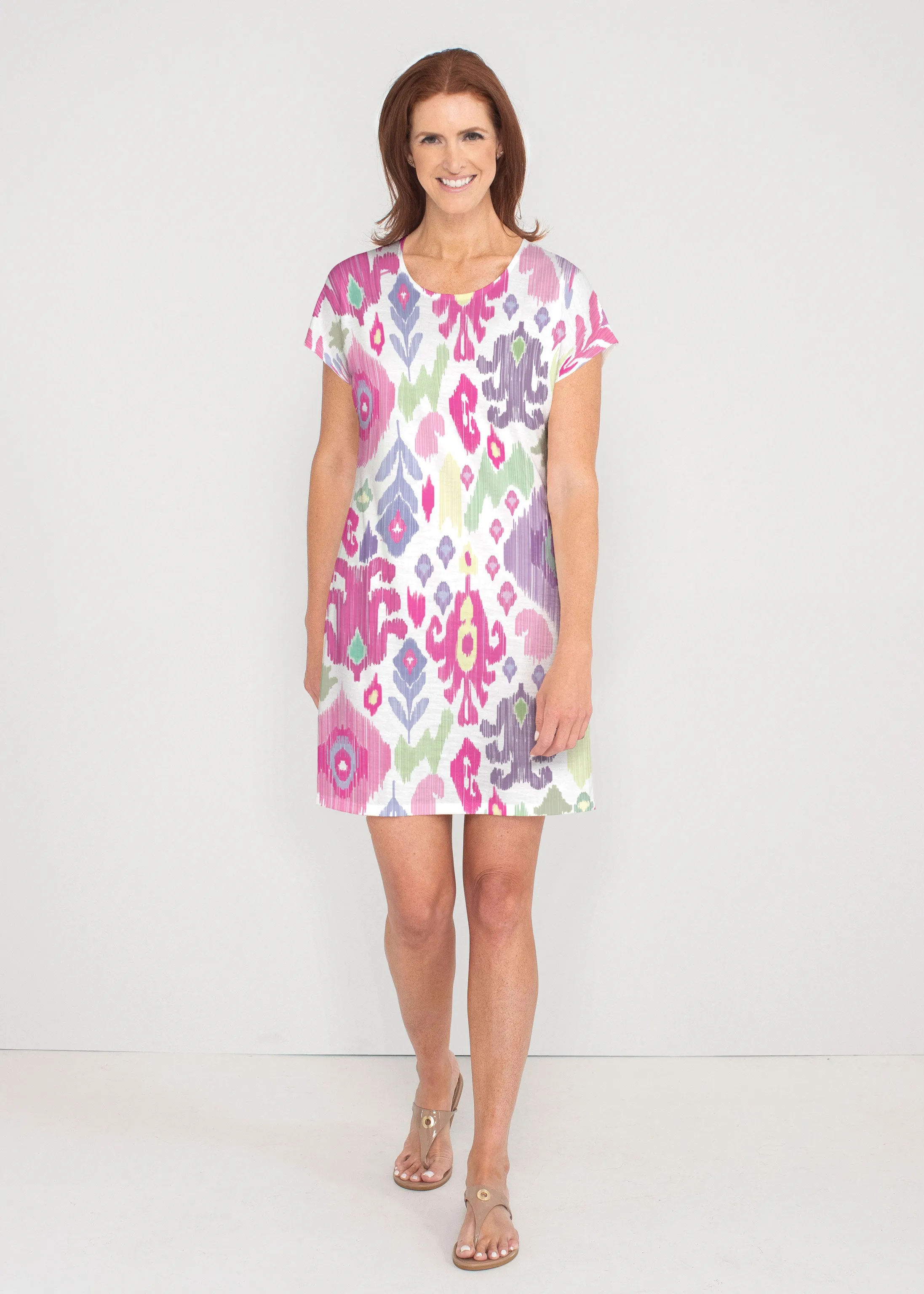 Spring Pastel (8155) ~ French Terry Short Sleeve Crew Dress