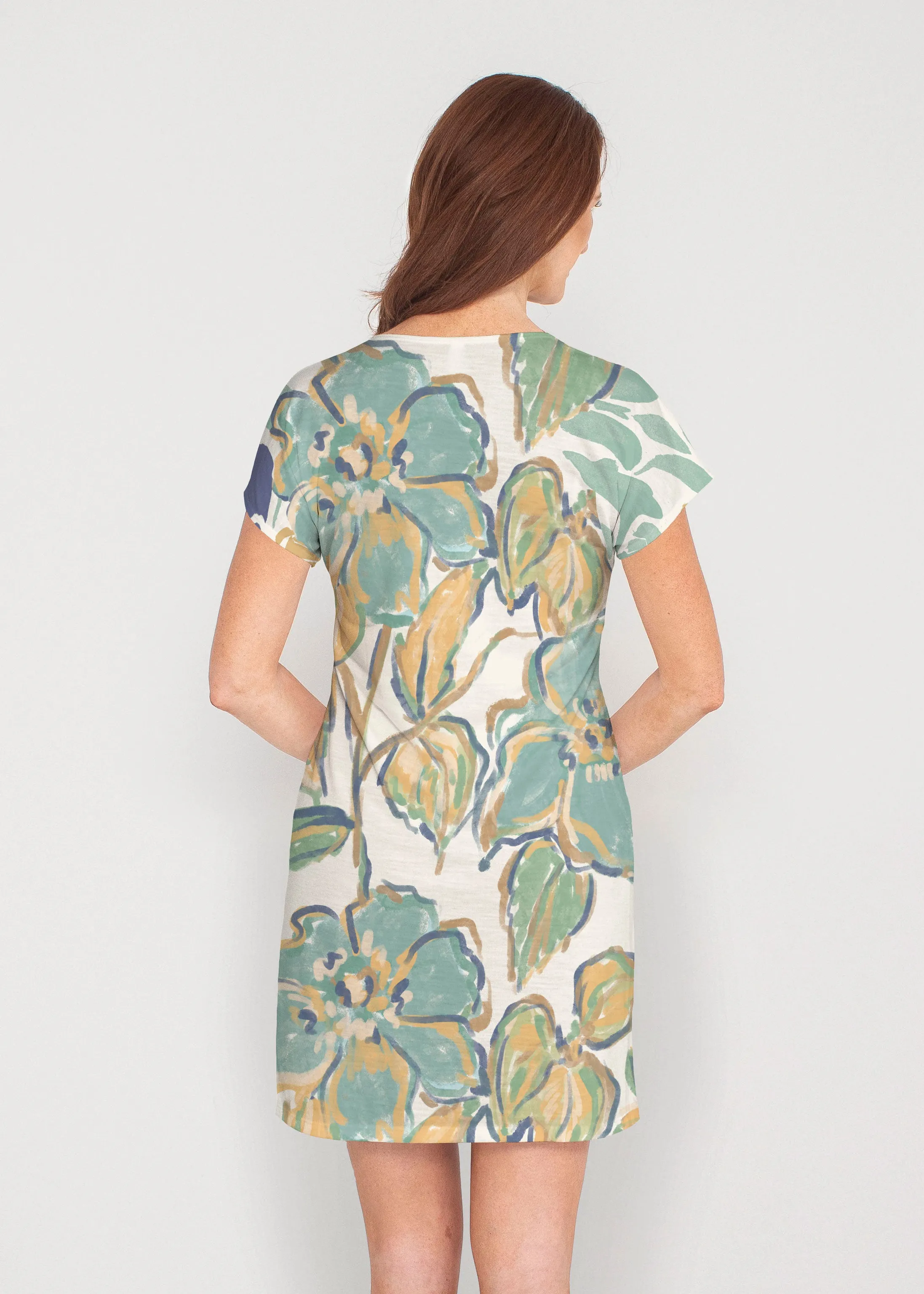 Stefania (8110) ~ French Terry Short Sleeve Crew Dress
