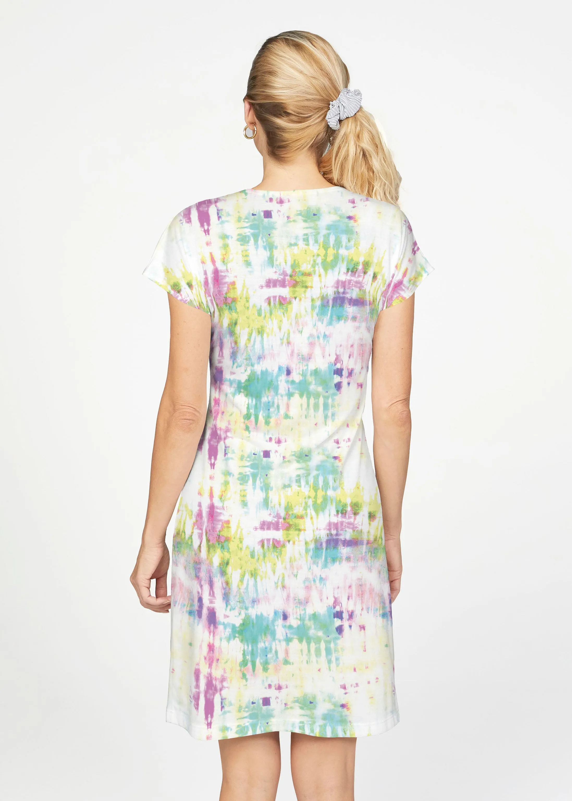 Summer Tie Dye (7878) ~ French Terry Short Sleeve Crew Dress