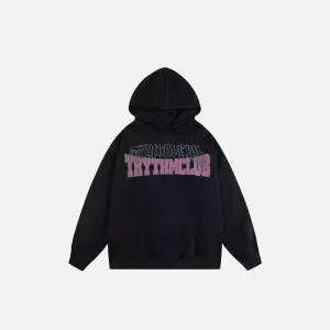 Sweat à Capuche Imprimé Graphique Letter Rose Y2K Streetwear