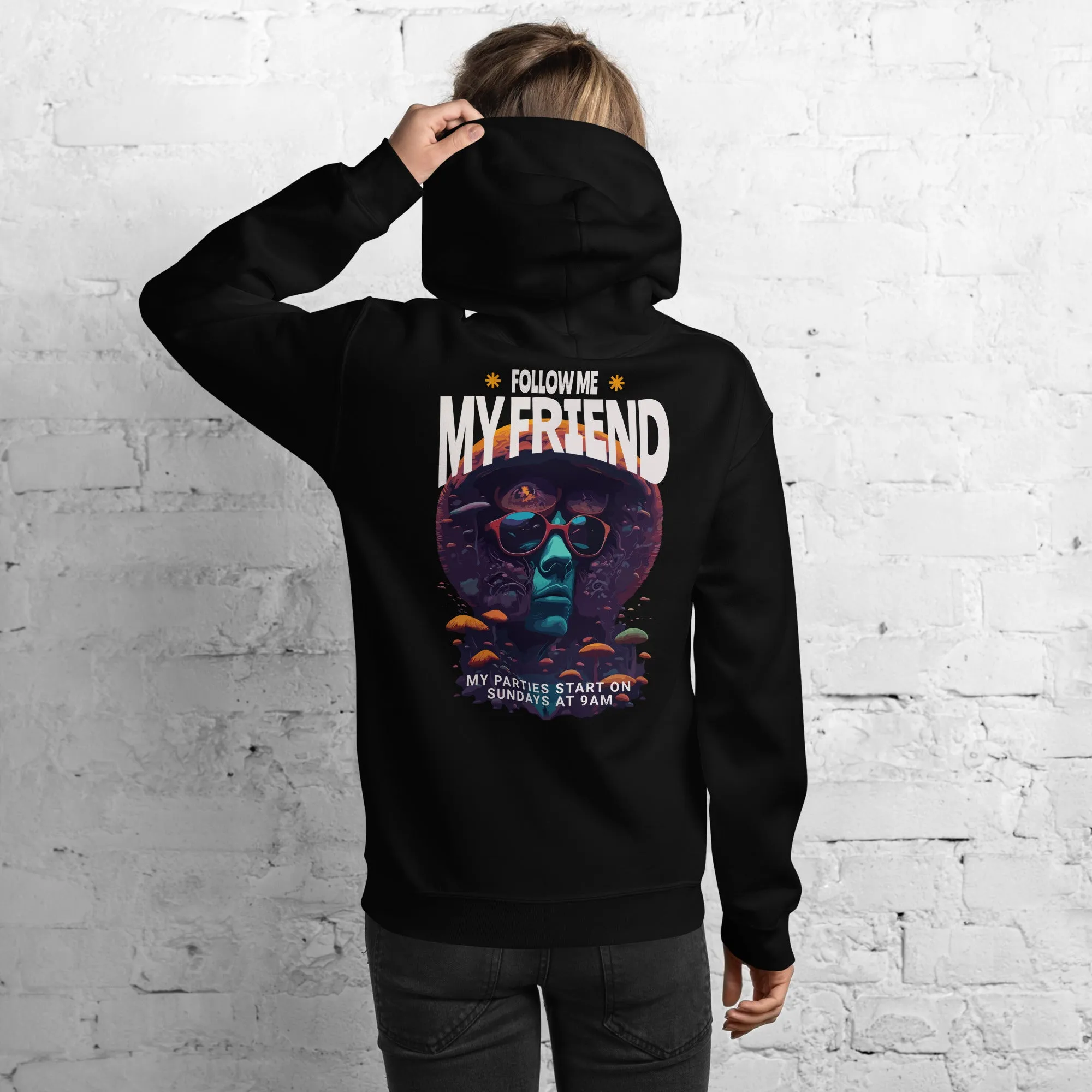 Techno Clubwear | Follow me my friend  | Techno Hoodie for Music Lovers