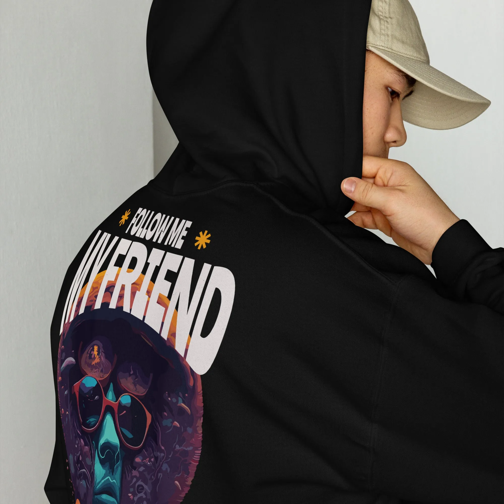 Techno Clubwear | Follow me my friend  | Techno Hoodie for Music Lovers