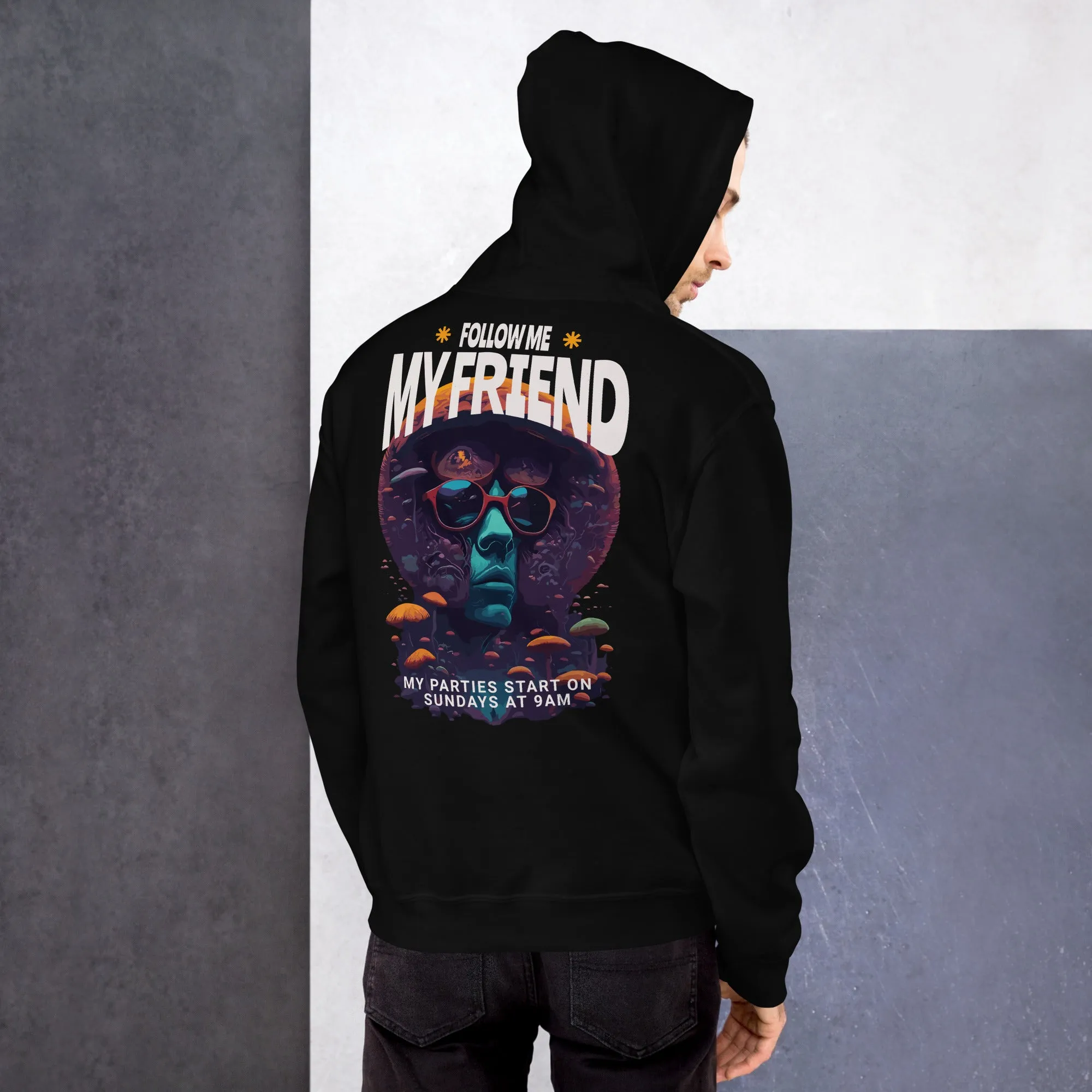 Techno Clubwear | Follow me my friend  | Techno Hoodie for Music Lovers