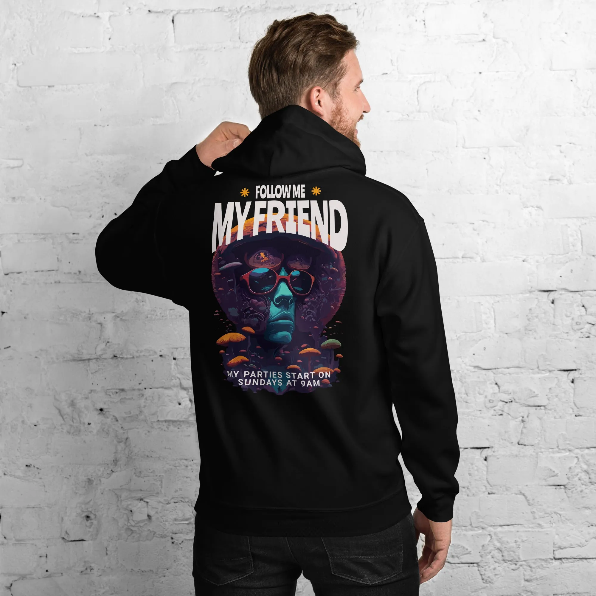 Techno Clubwear | Follow me my friend  | Techno Hoodie for Music Lovers