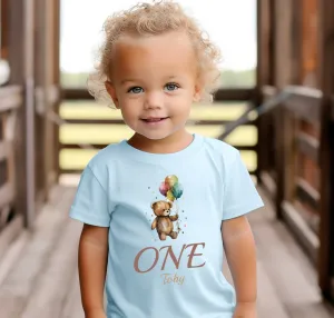 Teddy & Balloons Personalised Birthday T-Shirt - Choose your age