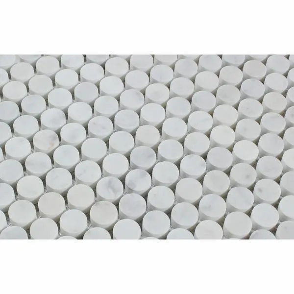 Tilefornia Italian Carrara White Penny Round Mosaic Tile Polished /Honed