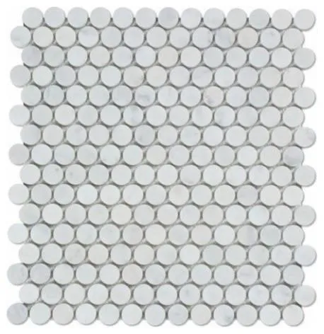Tilefornia Italian Carrara White Penny Round Mosaic Tile Polished /Honed