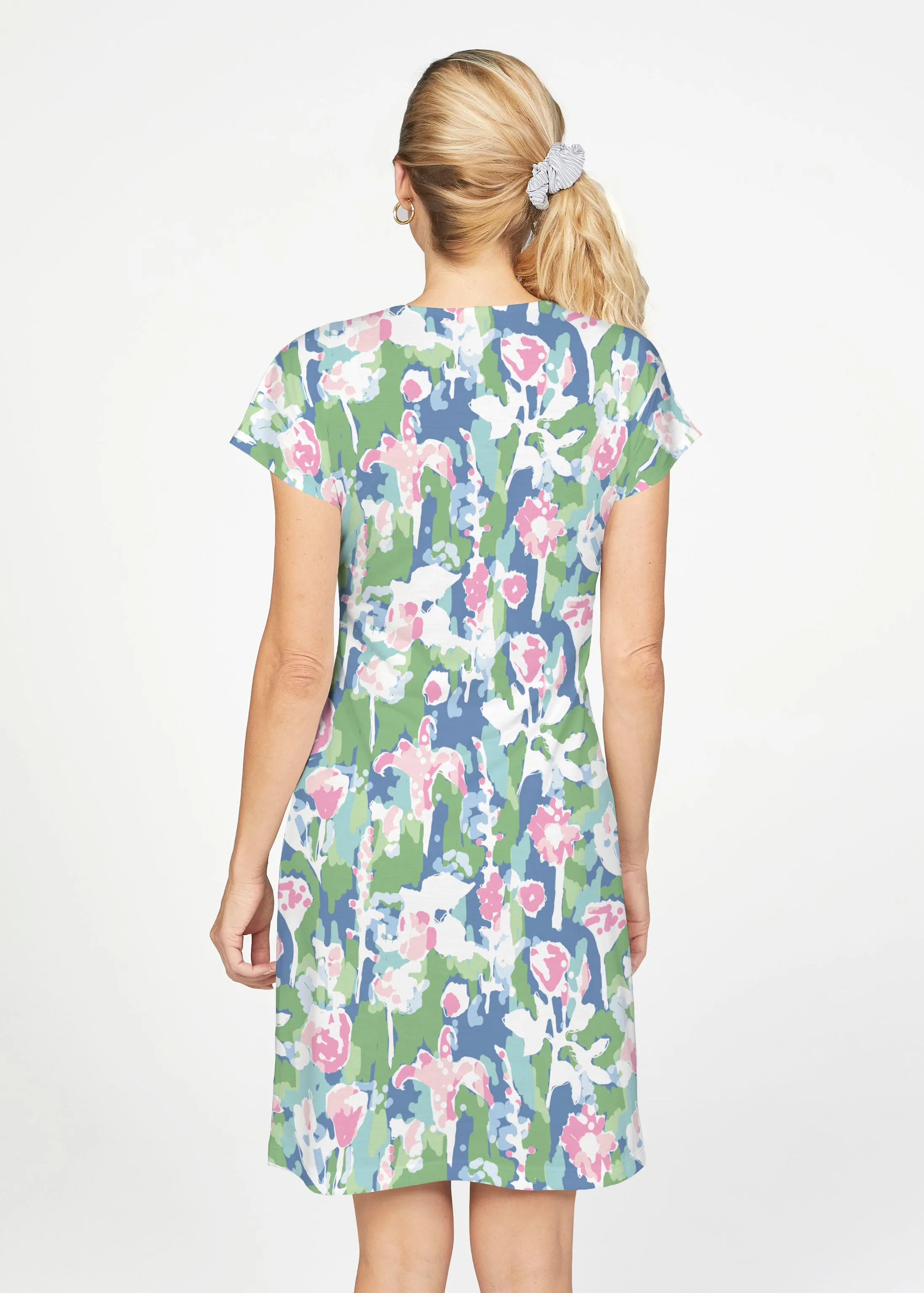 Tiptoe Tulips (20416) ~ French Terry Short Sleeve Crew Dress