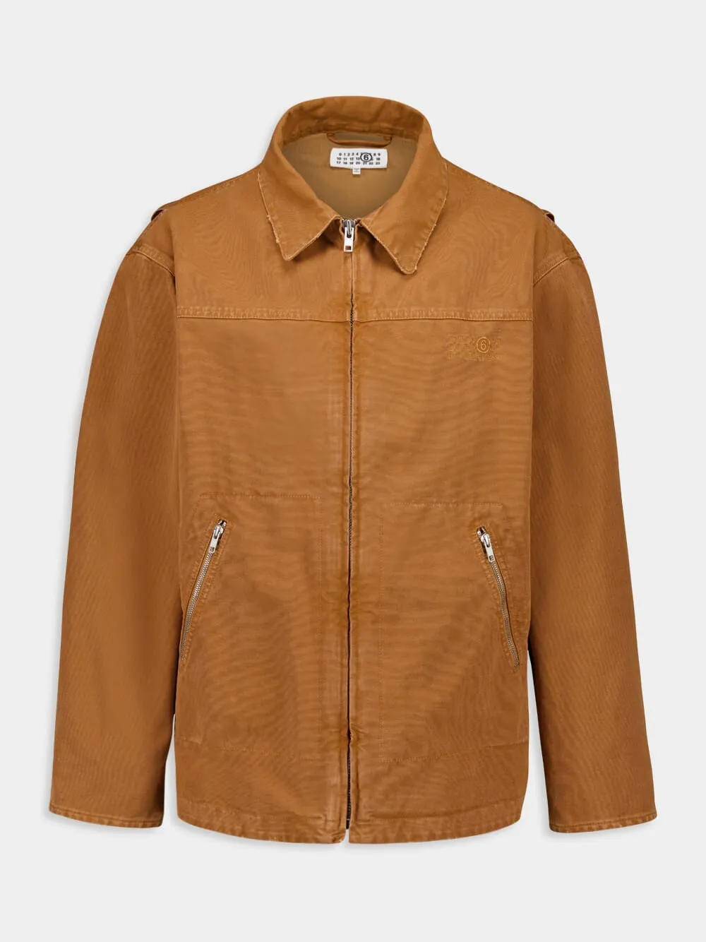 Tobacco Brown Cotton Zipped Sports Jacket