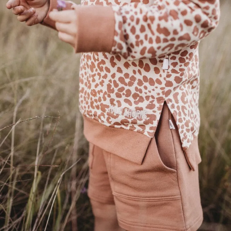 Track Pullover  - Bamboo French Terry  - Clay Leopard