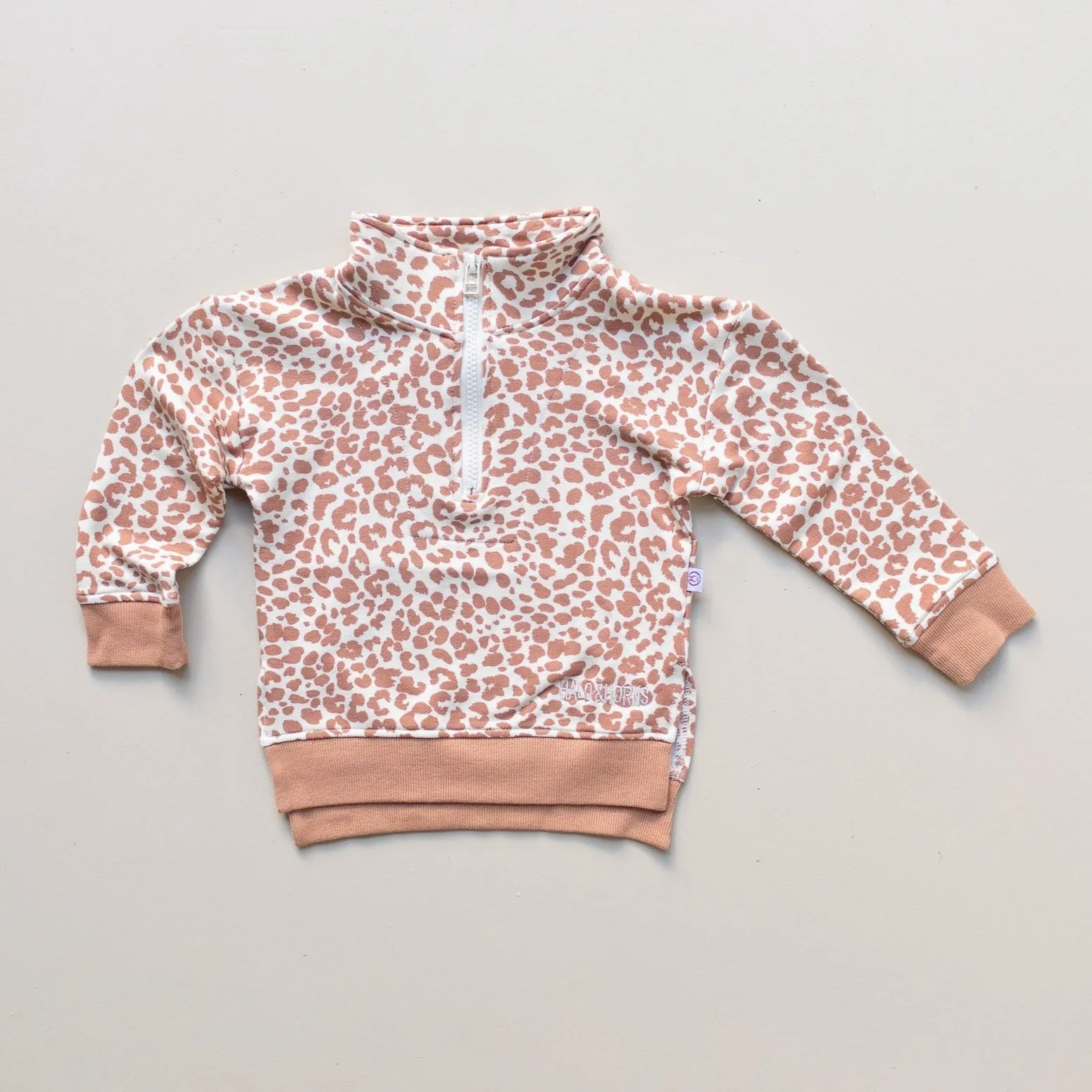 Track Pullover  - Bamboo French Terry  - Clay Leopard