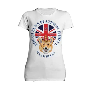 UA Queen's Platinum Jubilee Corgi Ma'am Rules Women's T-shirt (White)