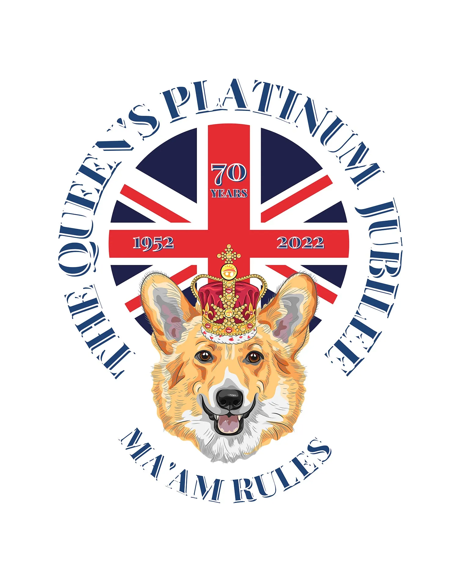 UA Queen's Platinum Jubilee Corgi Ma'am Rules Women's T-shirt (White)