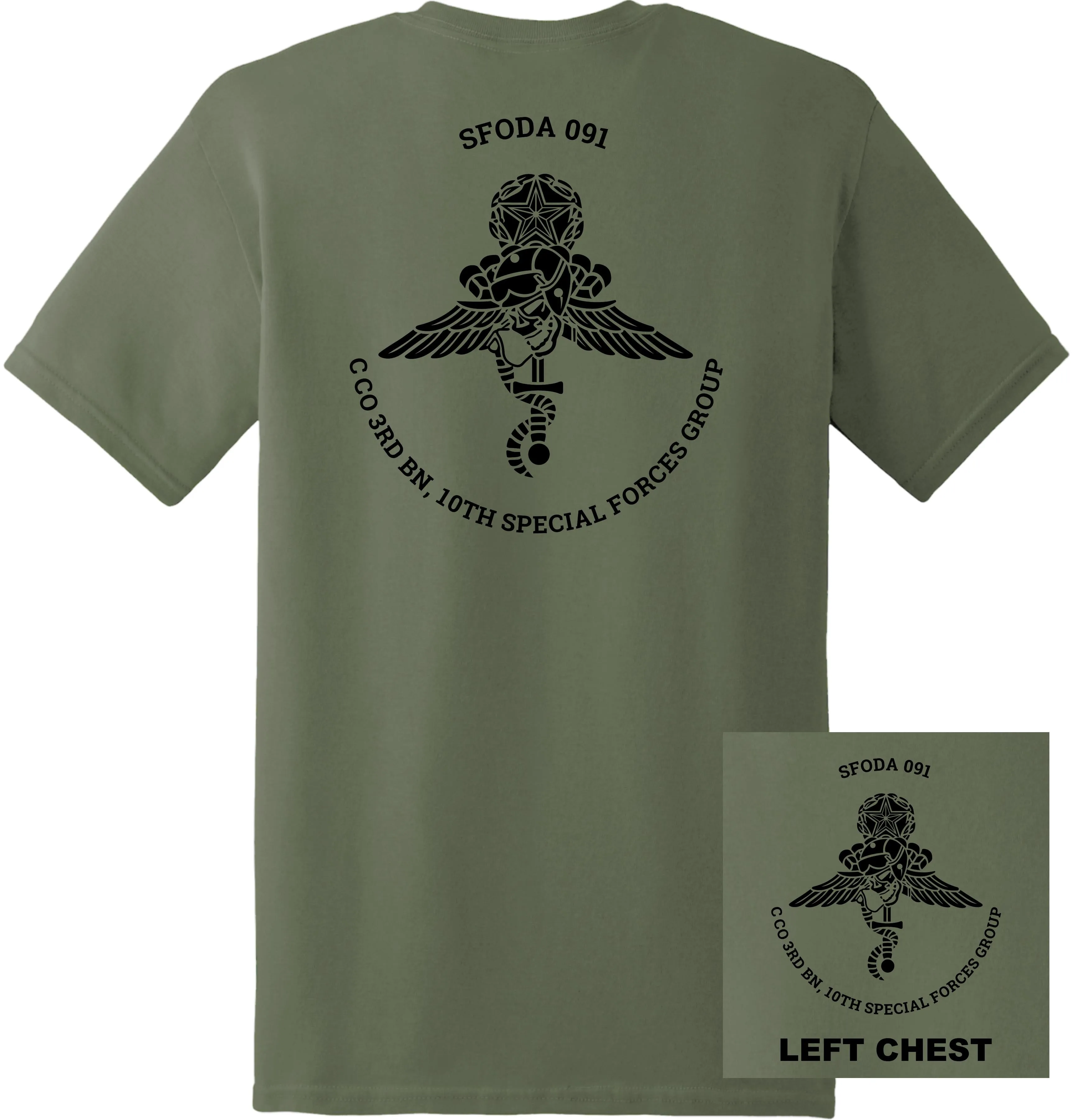 US Army - Special Forces 10th SFG ODA 091 3rd Bn Charlie Co T-Shirt