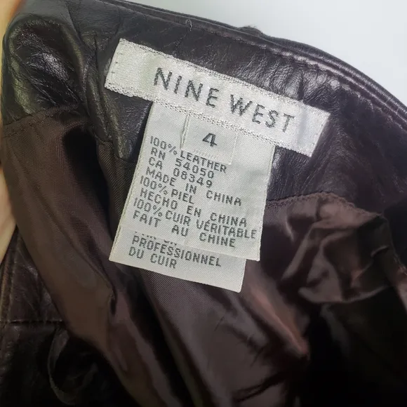 Vintage Nine West Leather Midi Skirt Size 4