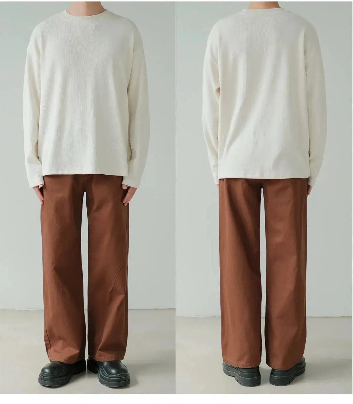 Waffle-Knit Crew Neck Pullover