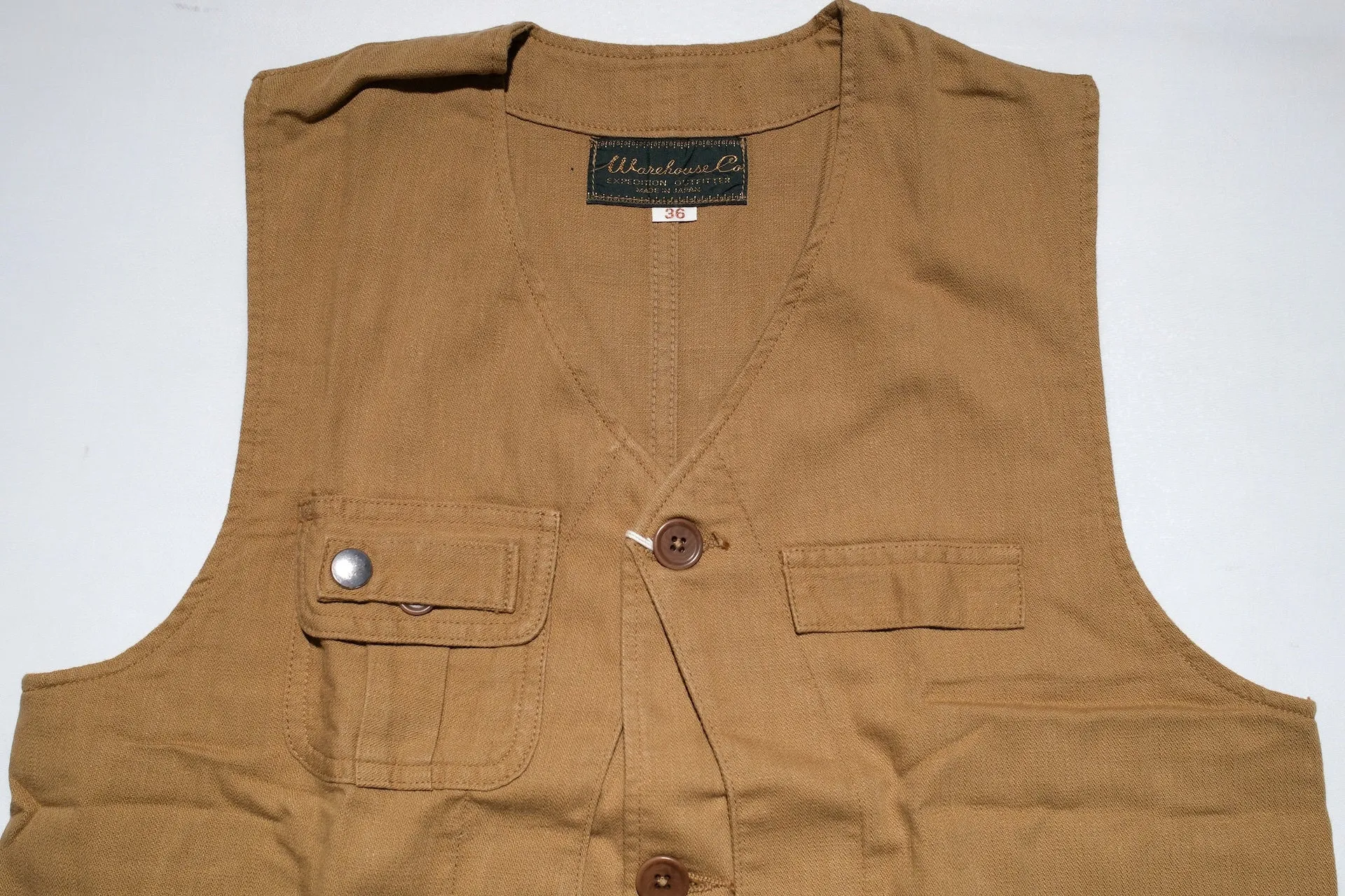 Warehouse Co Lightweight Selvage Dobby Fishing Vest (Brown)