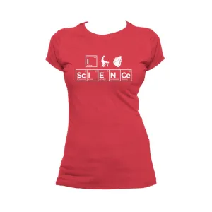 Weird Science I (Stick Figure Anatomical Heart) Science Official Women's T-shirt (Red)