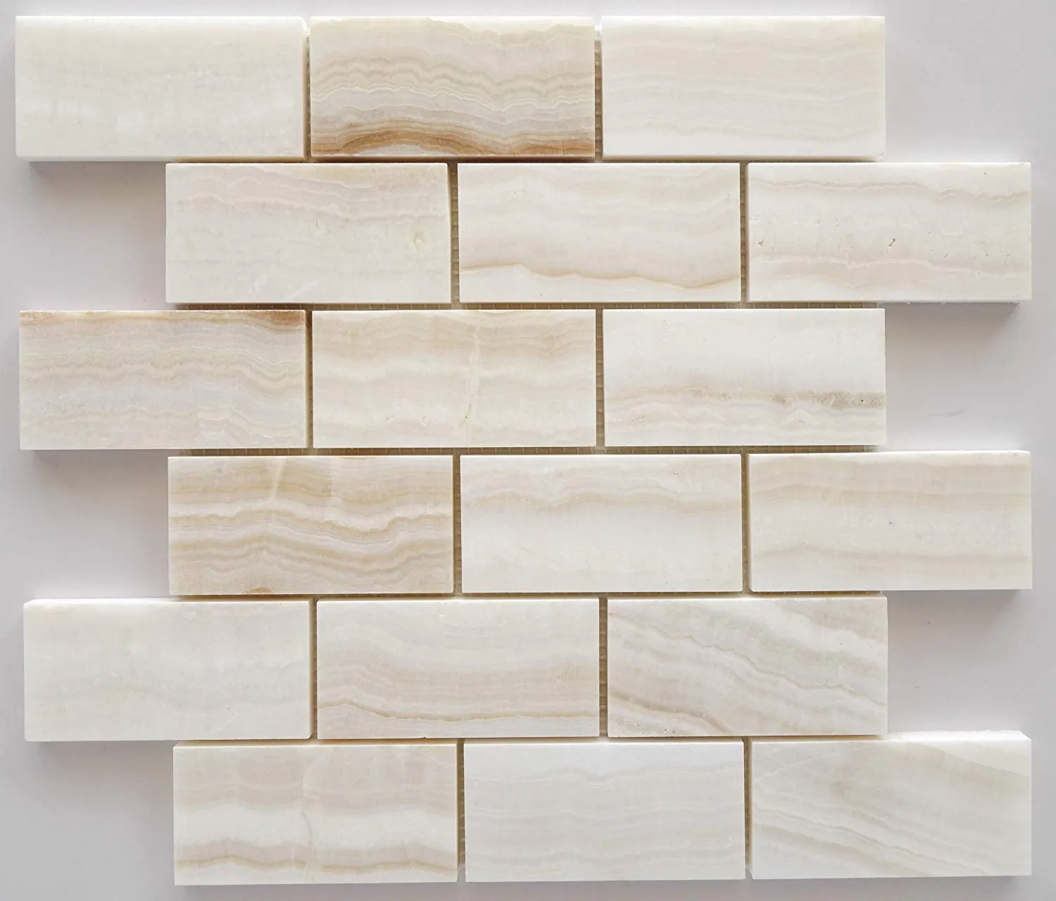 White Onyx Subway Polished Tiles on 12x12 sheet 4x4 Sample of 2x4