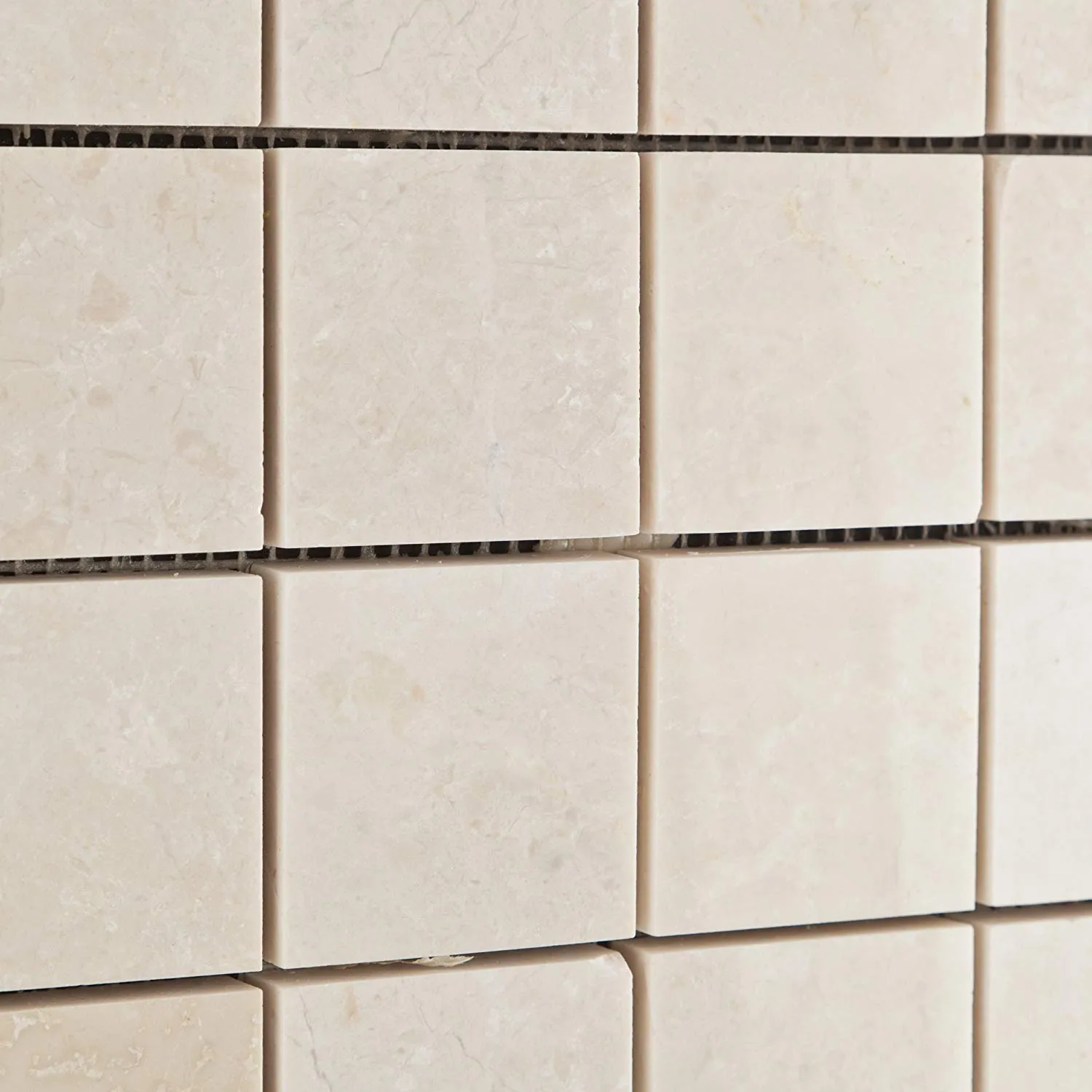 White Pearl / Botticino Marble 2 X 2 Polished Mosaic Tile - 6" X 6" Sample