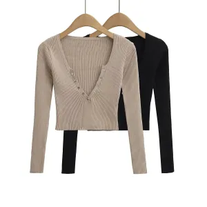 Wholesale Women's Elegant Solid Color Long Sleeve Sweaters & Cardigans