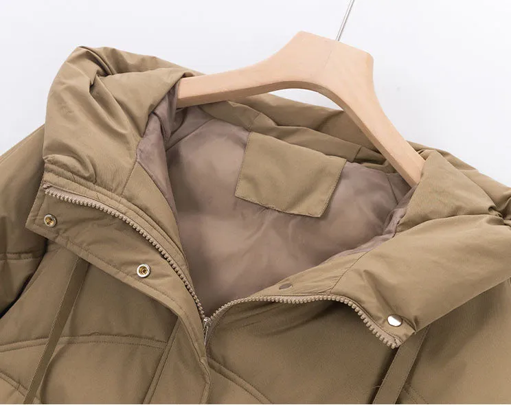 Windproof and Stain-Resistant Quilted Puffer Jacket for Women
