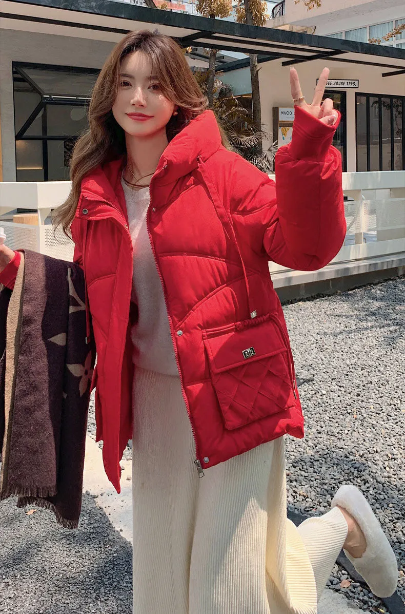 Windproof and Stain-Resistant Quilted Puffer Jacket for Women