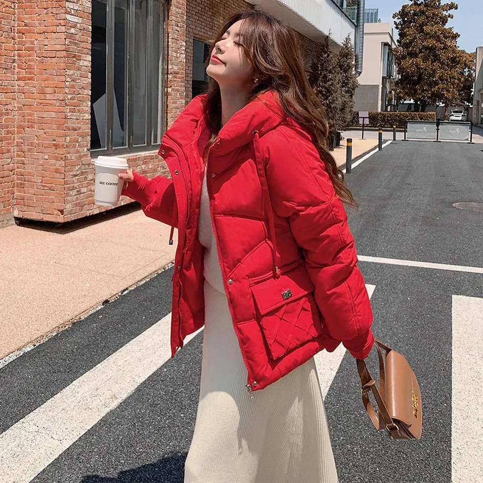 Windproof and Stain-Resistant Quilted Puffer Jacket for Women