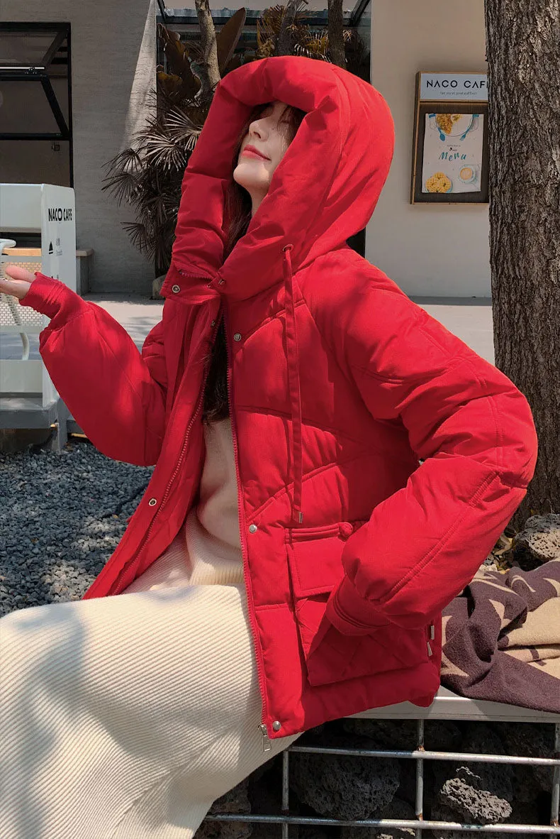 Windproof and Stain-Resistant Quilted Puffer Jacket for Women