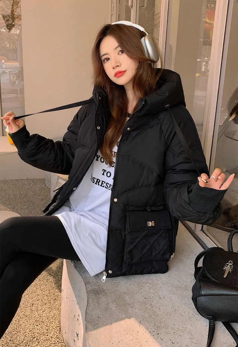 Windproof and Stain-Resistant Quilted Puffer Jacket for Women
