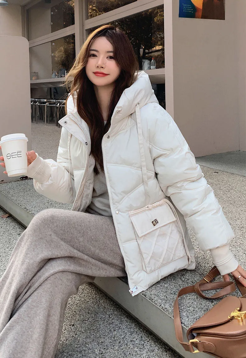 Windproof and Stain-Resistant Quilted Puffer Jacket for Women