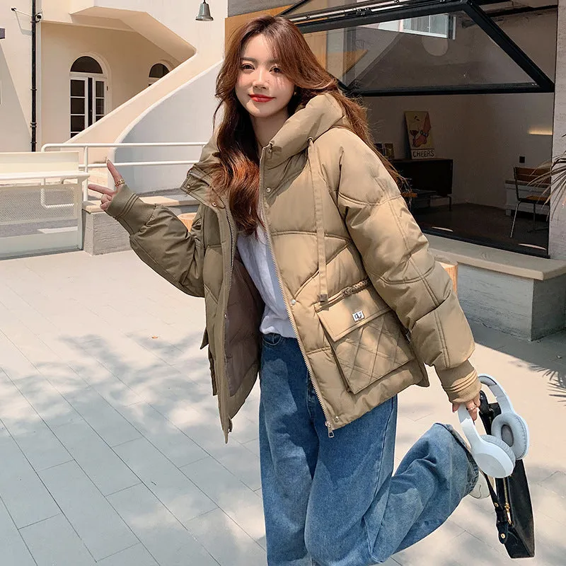 Windproof and Stain-Resistant Quilted Puffer Jacket for Women