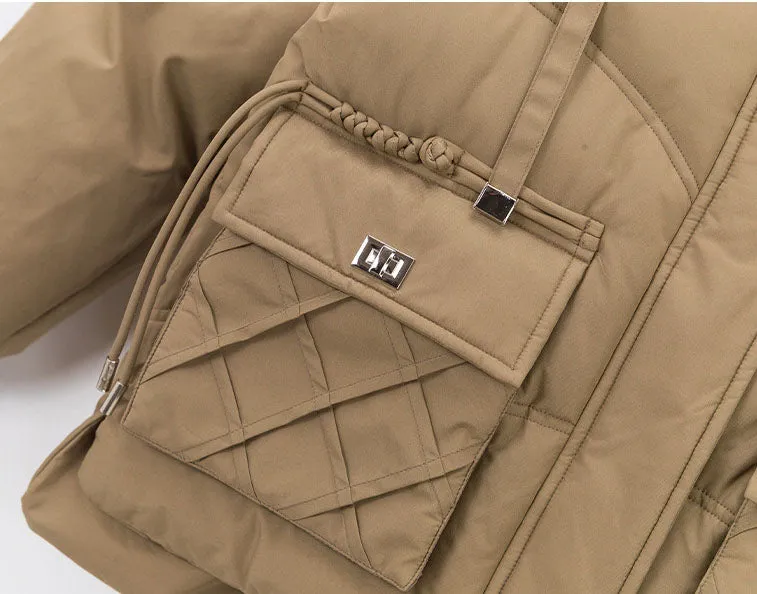 Windproof and Stain-Resistant Quilted Puffer Jacket for Women