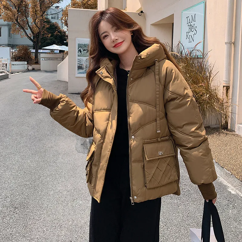 Windproof and Stain-Resistant Quilted Puffer Jacket for Women
