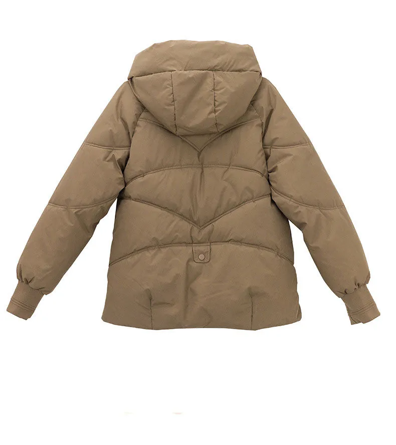 Windproof and Stain-Resistant Quilted Puffer Jacket for Women
