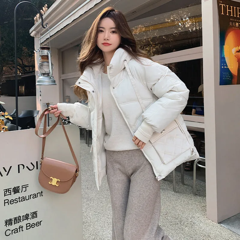 Windproof and Stain-Resistant Quilted Puffer Jacket for Women
