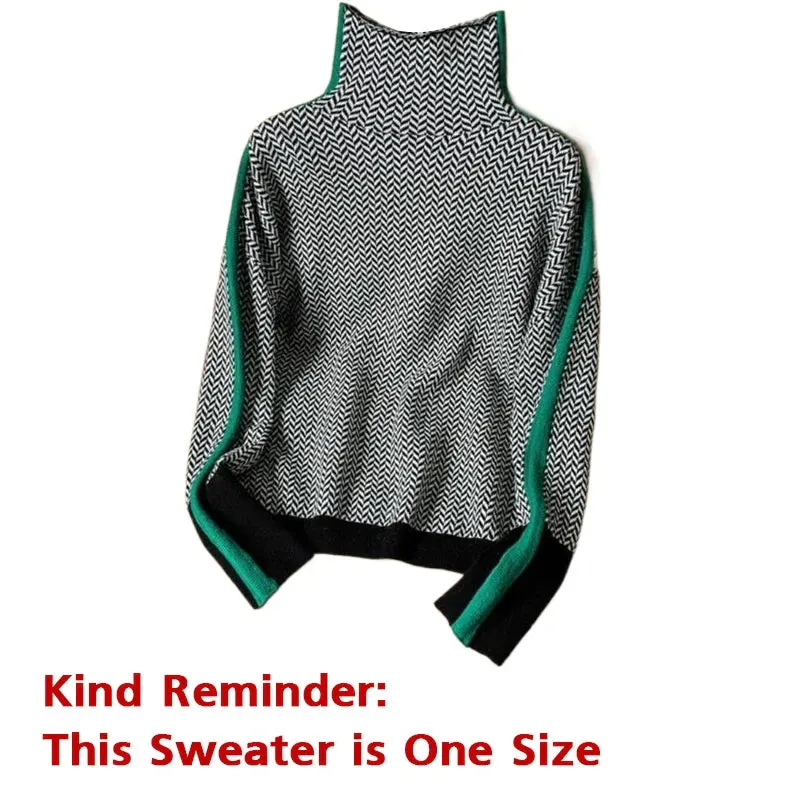 Women Sweater Knitted New Turtleneck Chic Sexy Knit Sweater Slim All-Match