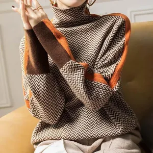 Women Sweater Knitted New Turtleneck Chic Sexy Knit Sweater Slim All-Match
