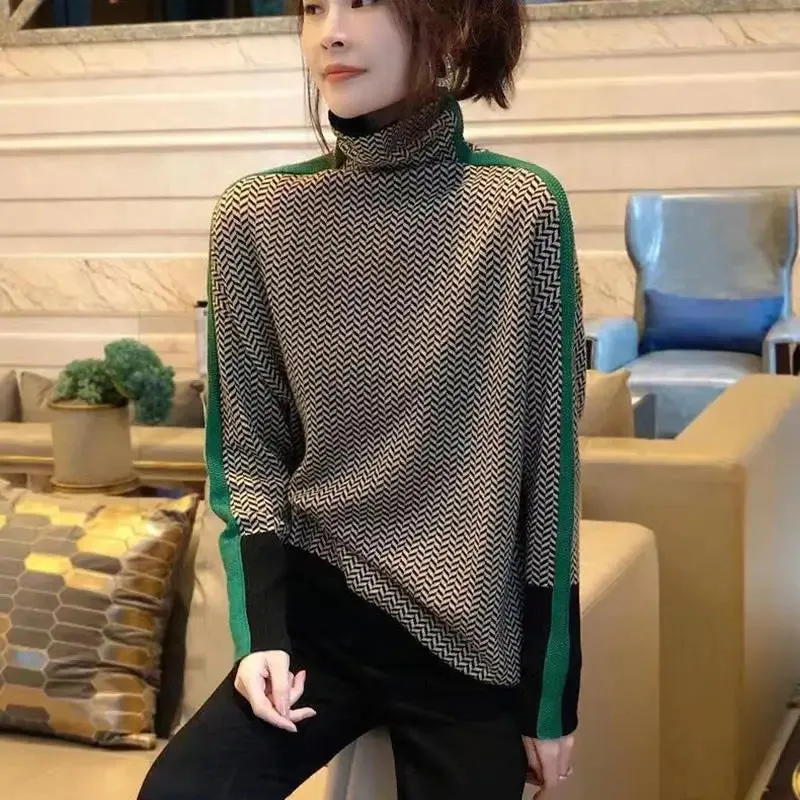 Women Sweater Knitted New Turtleneck Chic Sexy Knit Sweater Slim All-Match