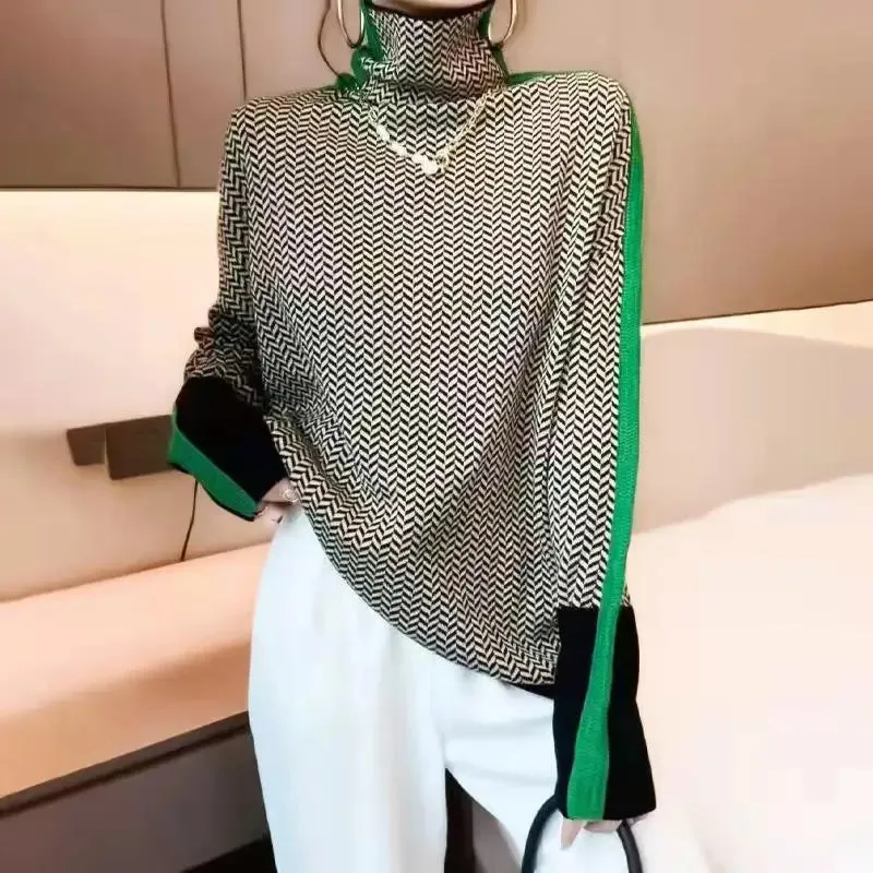 Women Sweater Knitted New Turtleneck Chic Sexy Knit Sweater Slim All-Match