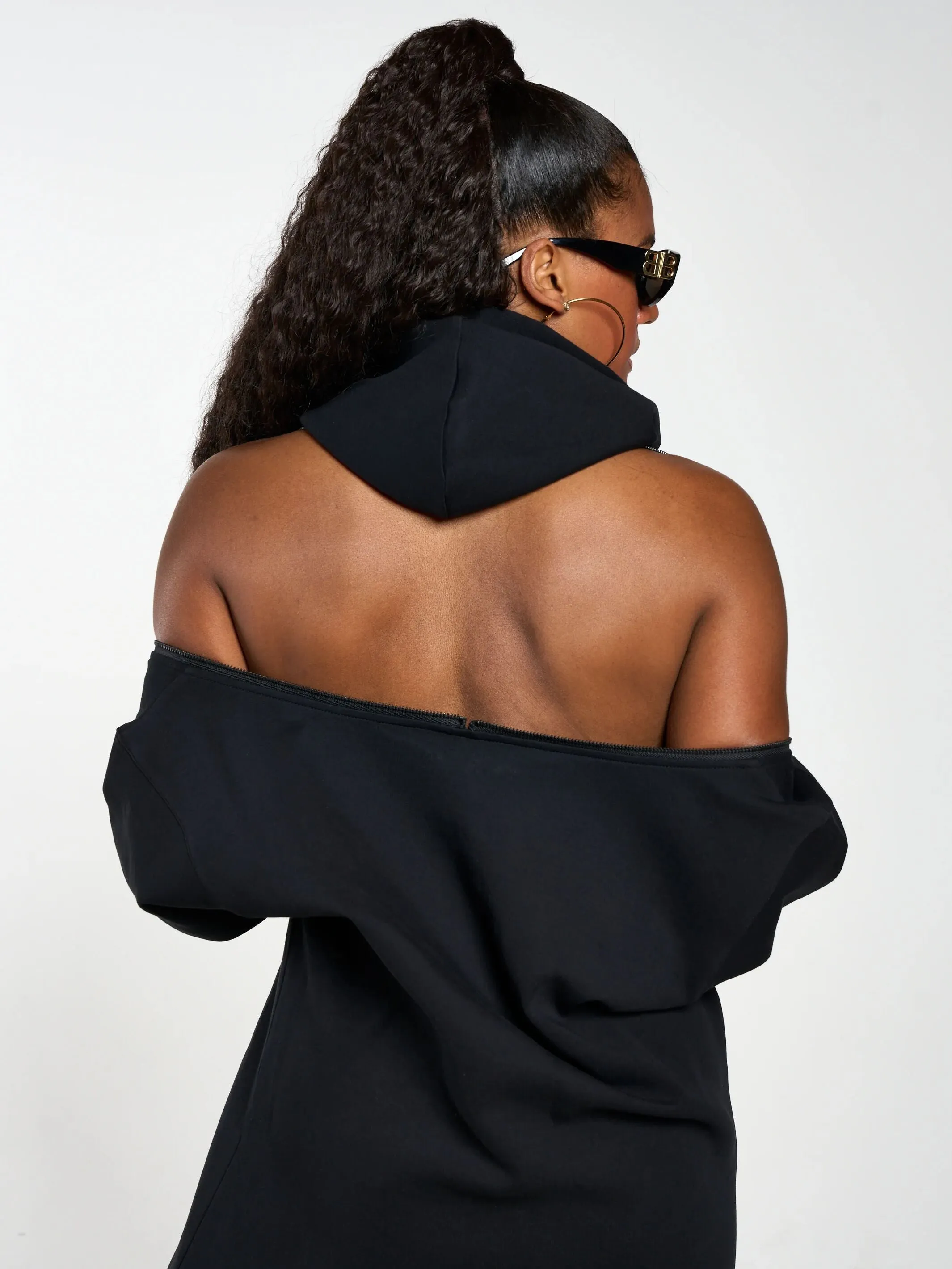 Women's Embossed Patch Long Sleeve Hoodie Dress