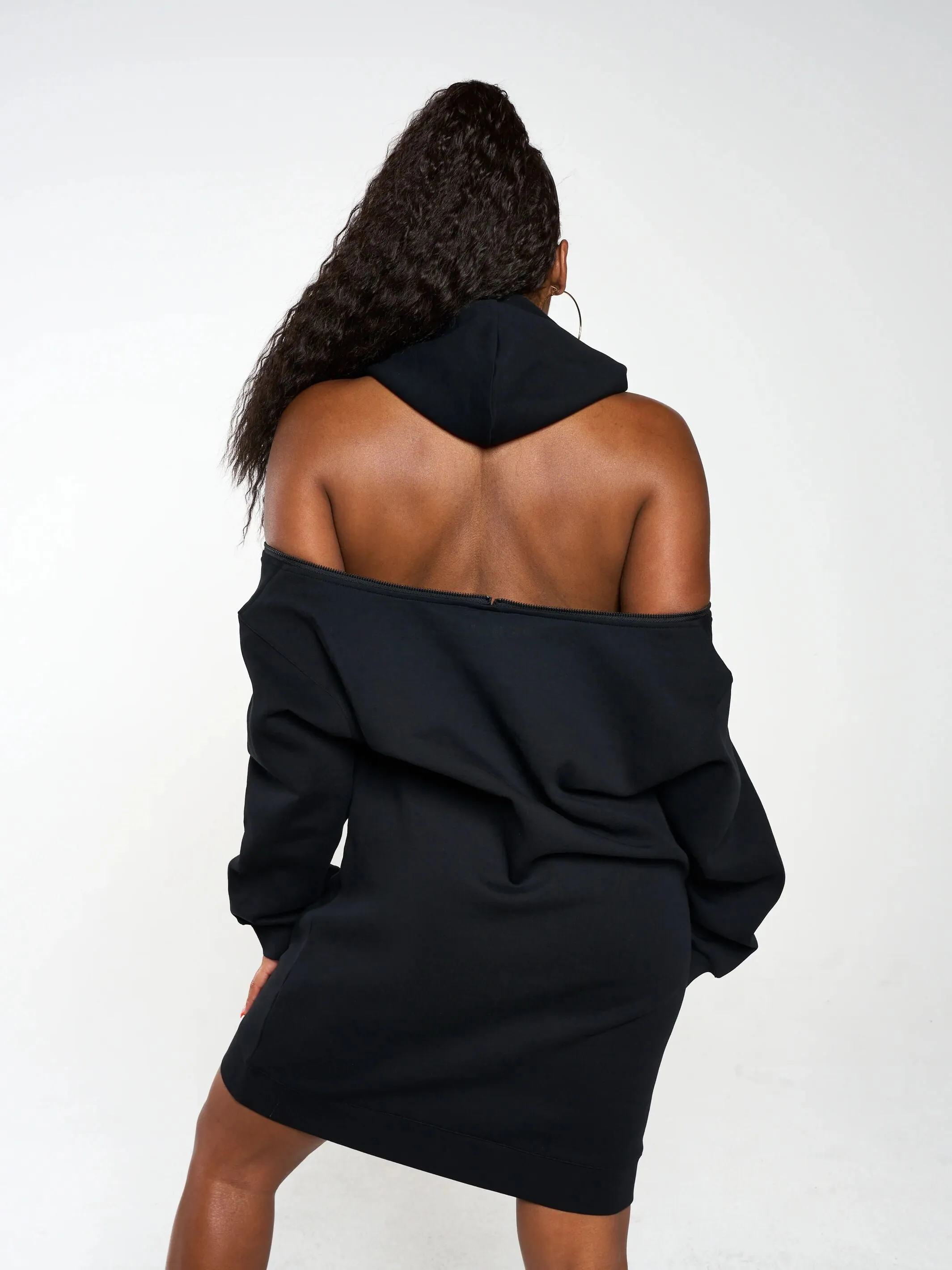 Women's Embossed Patch Long Sleeve Hoodie Dress