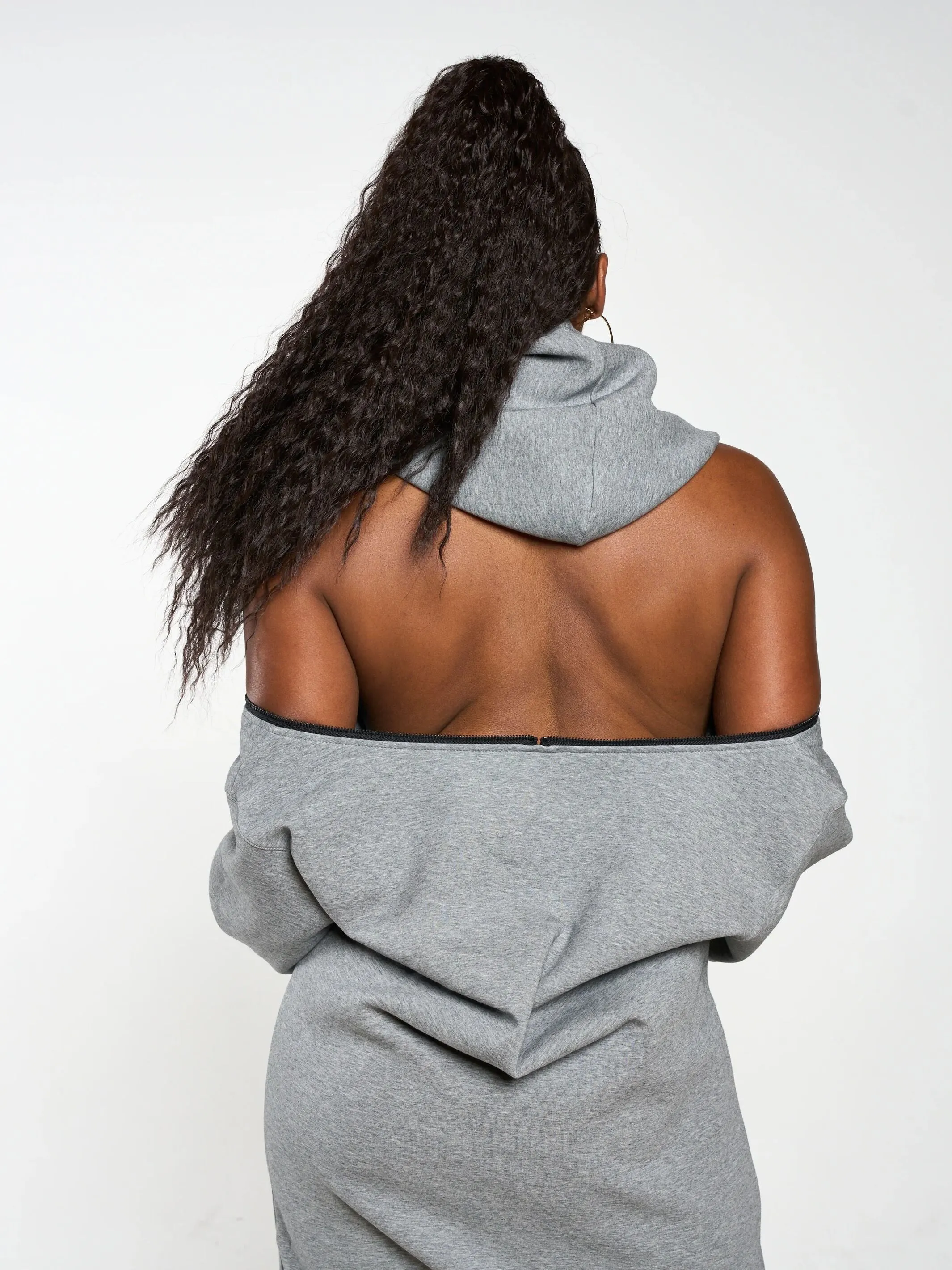Women's Embossed Patch Long Sleeve Hoodie Dress