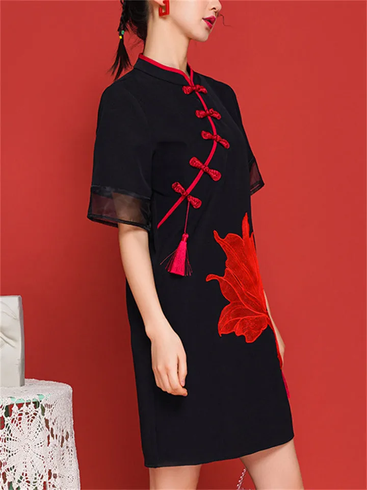 Women's Little Goldfish Embroidered Cheongsam Dresses