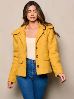 WOMEN'S LONG SLEEVE BUTTON UP SHERPA JACKET