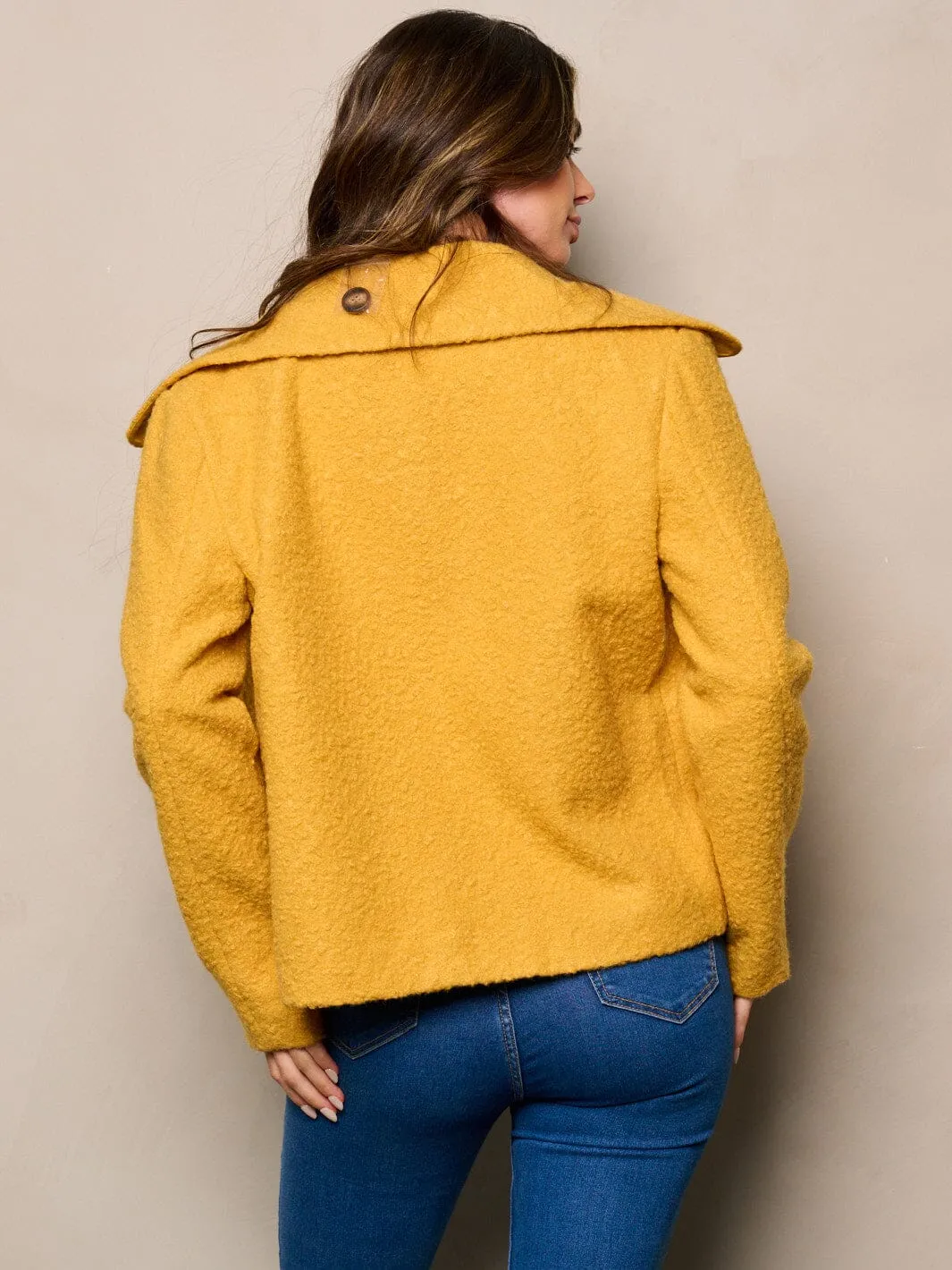 WOMEN'S LONG SLEEVE BUTTON UP SHERPA JACKET