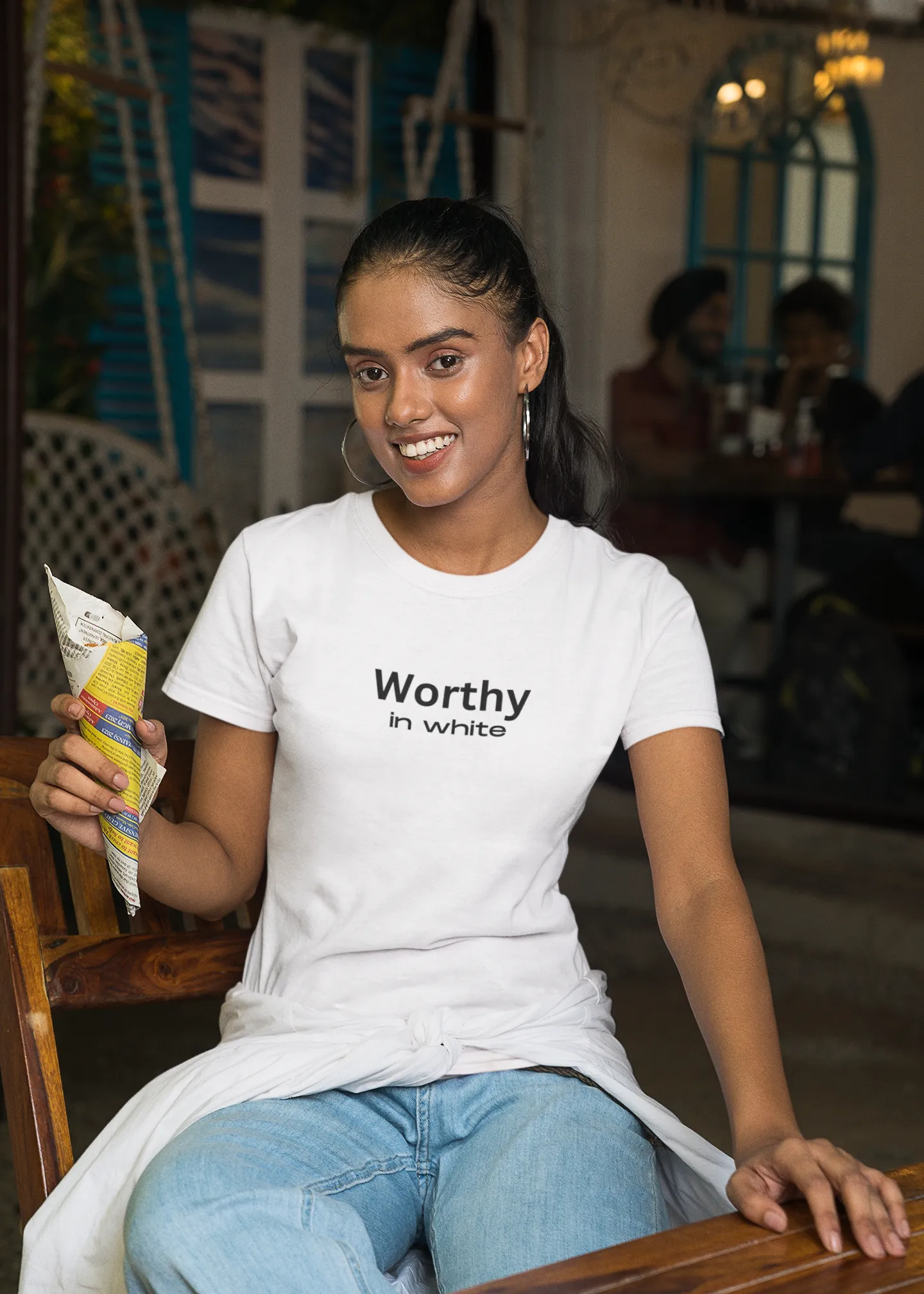 Worthy in White Jersey Short Sleeve Tee
