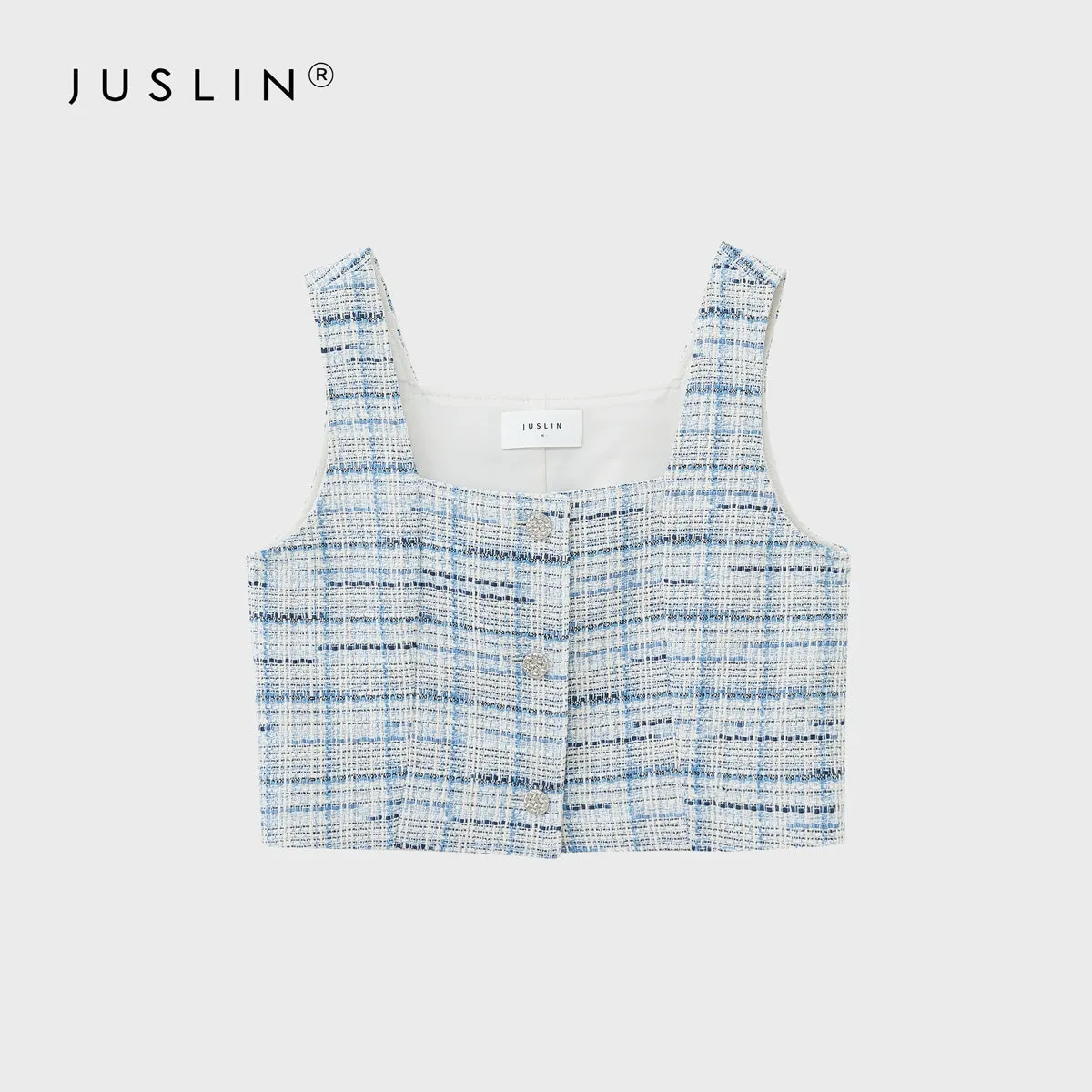 Woven Texture Plaid Jacket and Vest Set