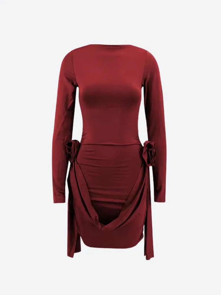 Y2K Rose Bodycon Mini Dress