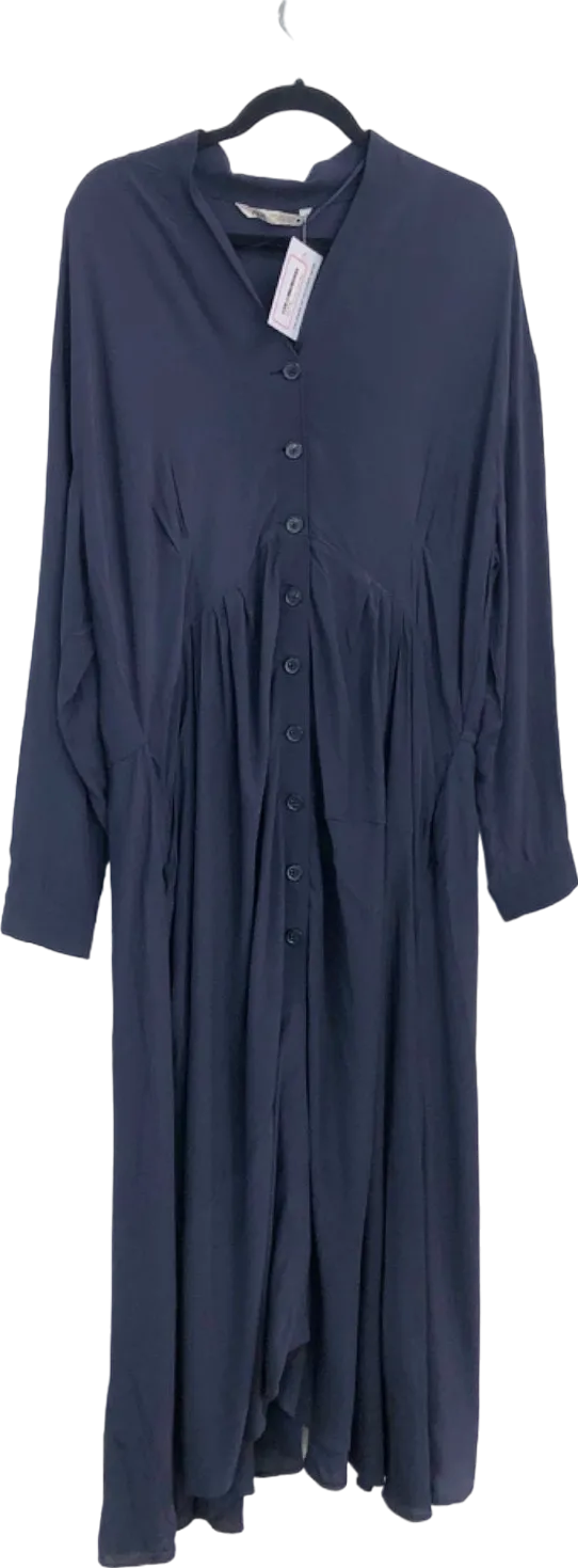 Zara Navy Button-Down Dress UK 8/10